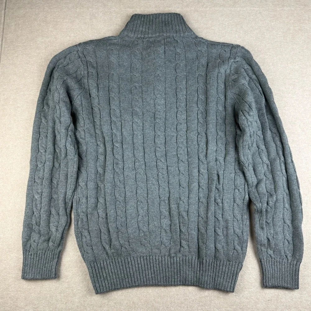 Polo Ralph Lauren Sweater Mens Small Custom‎ Slim Fit Gray Cable Knit 1/4 Zip